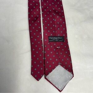 Dior Red Patterned Silk Tie